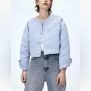 H&M Light Blue Teddy Jacket